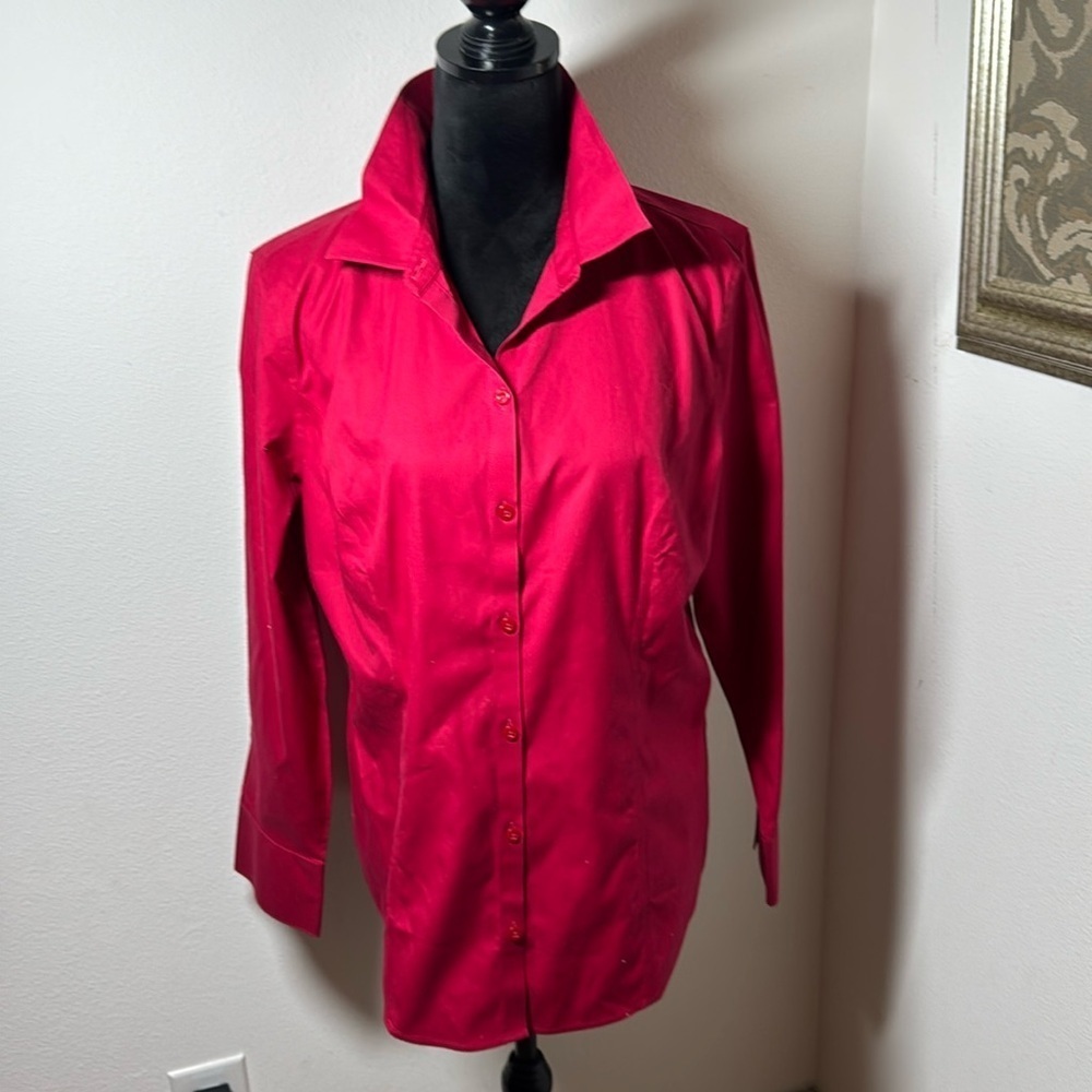 Chico’s effortless cotton Shaye Renaissance Red buttoned down Sz L new